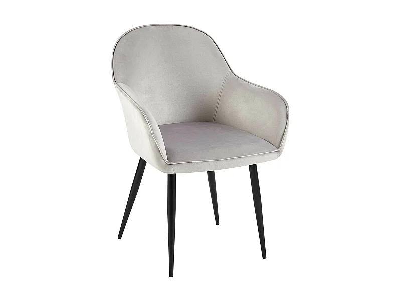 chaises avec accoudoirs - Velours & Blanc - Gris - Boise