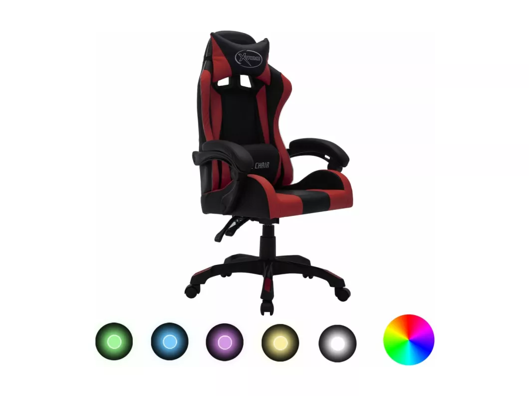 Kauf Unique Gaming-Stuhl mit RGB LED-Leuchten Weinrot Schwarz Kunstleder