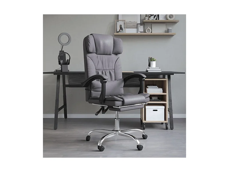 Poltrona da Ufficio Massaggiante Reclinabile Grigio Similpelle