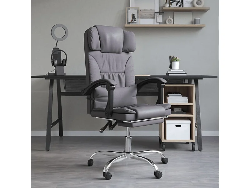 Fauteuil de massage inclinable de bureau Gris Similicuir