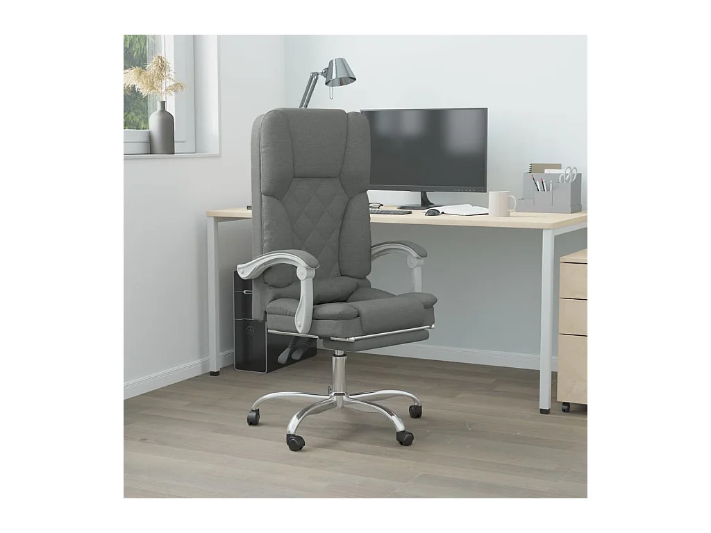 Fauteuil de massage inclinable de bureau Gris foncé Tissu