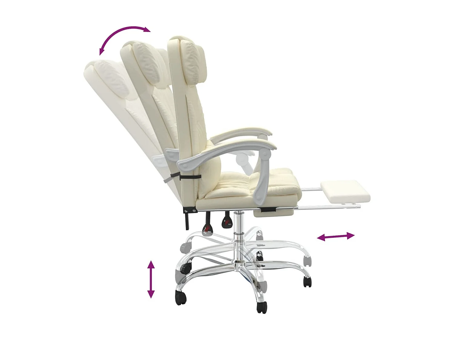 Fauteuil de massage inclinable de bureau Crème Similicuir
