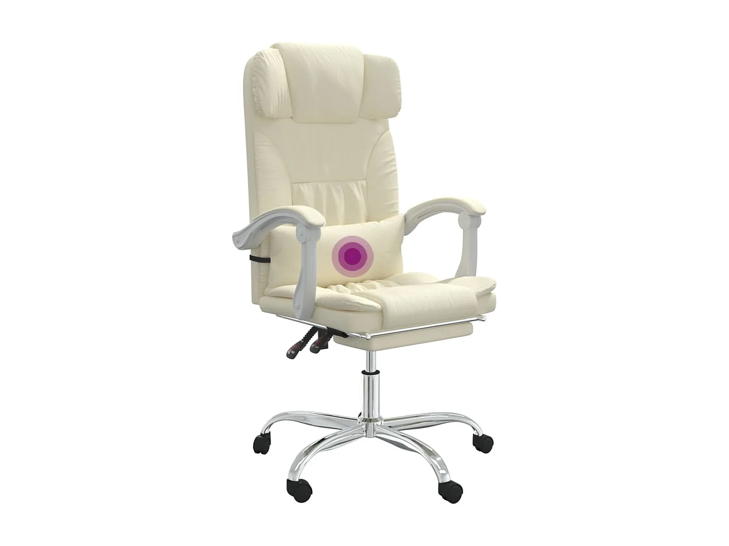 Fauteuil de massage inclinable de bureau Crème Similicuir