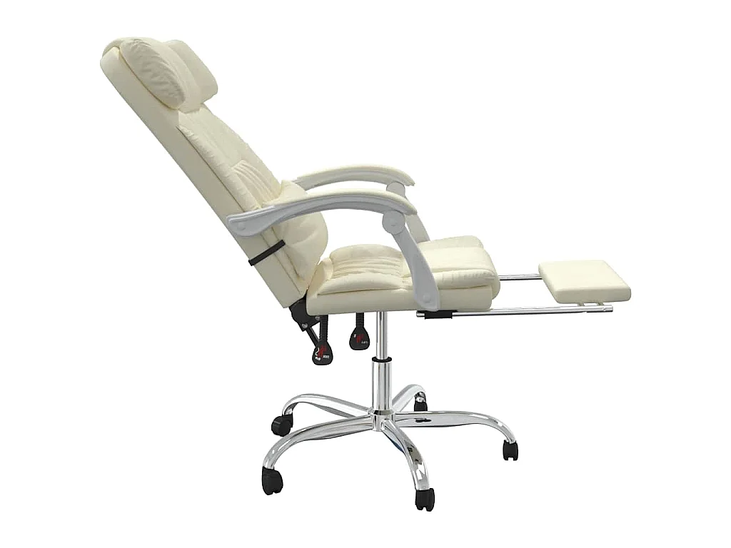 Fauteuil de massage inclinable de bureau Crème Similicuir