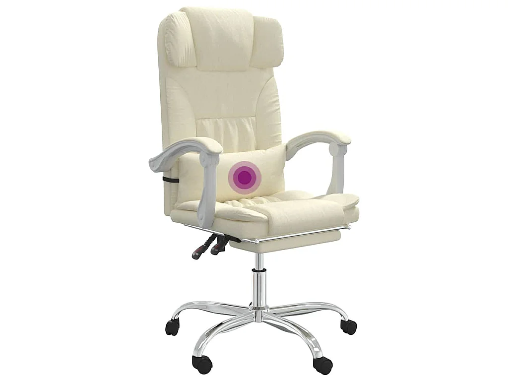Fauteuil de massage inclinable de bureau Crème Similicuir