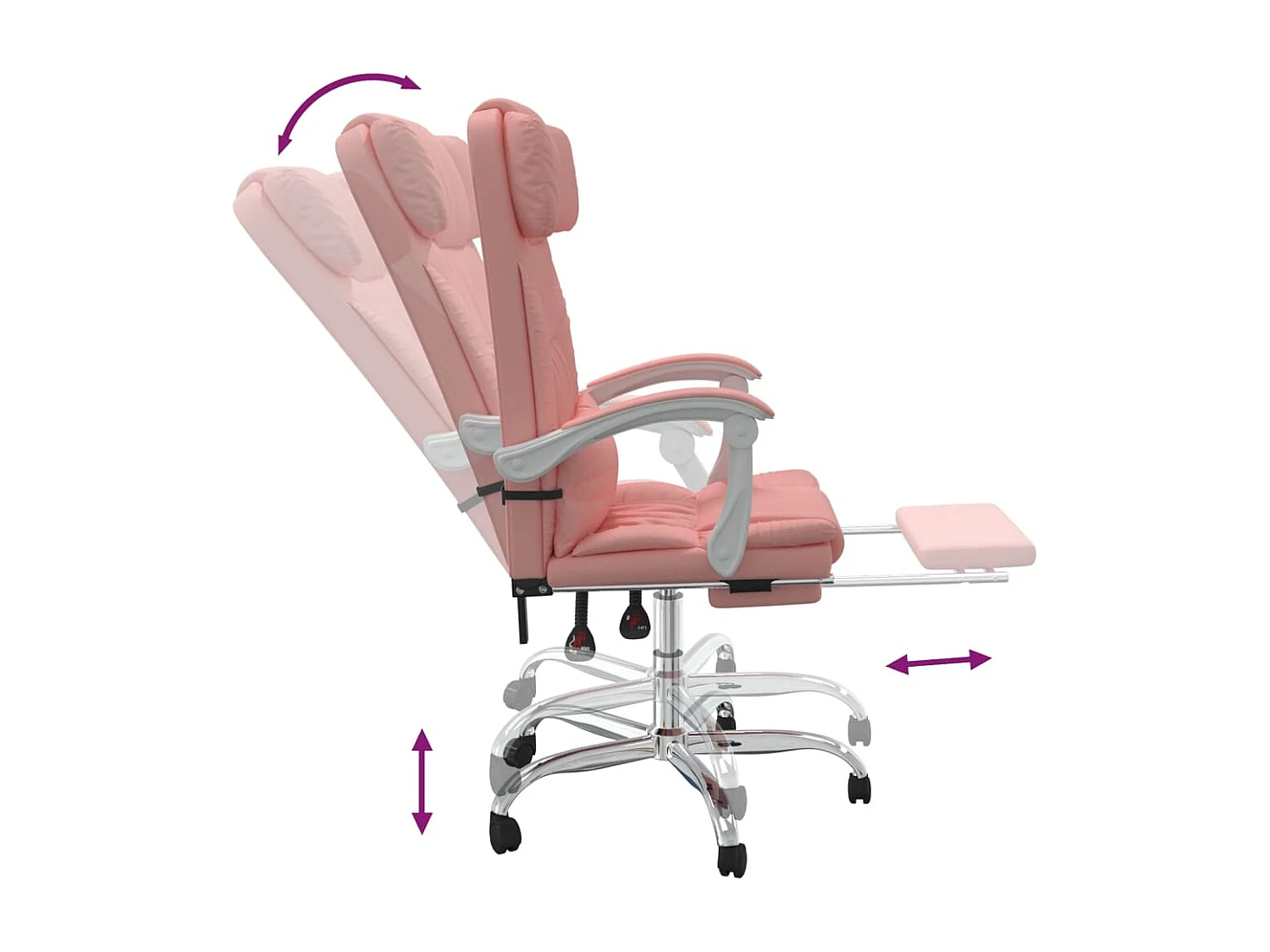 Fauteuil inclinable de bureau Rose Similicuir