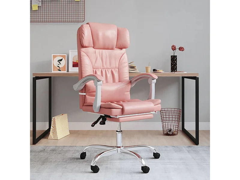 Bürostuhl mit Liegefunktion Rosa Kunstleder