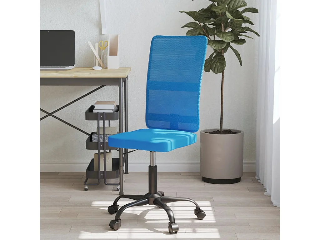 Chaise de bureau réglable en hauteur bleu tissu en maille