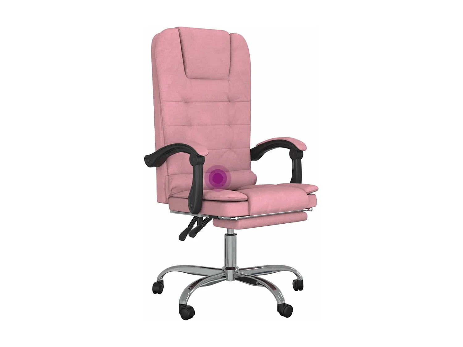 Cadeira de massagens reclinável p/ escritório veludo rosa