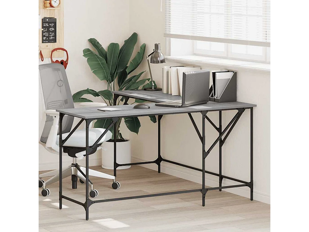 Bureau sonoma gris 149x149x75 cm bois d'ingénierie