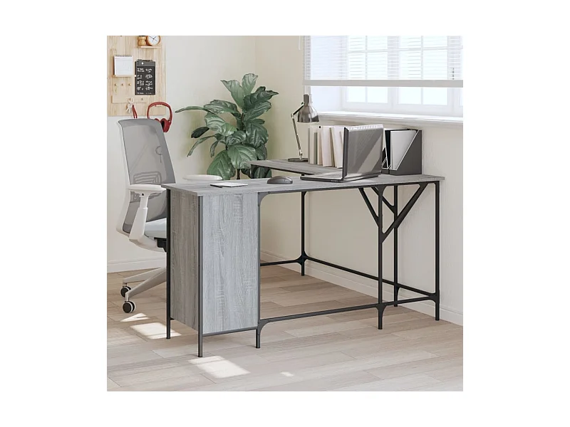 Bureau sonoma gris 141x141x75 cm bois d'ingénierie