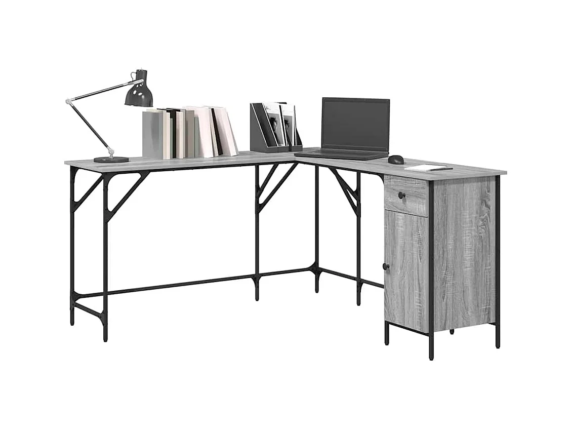 Bureau sonoma gris 141x141x75 cm bois d'ingénierie