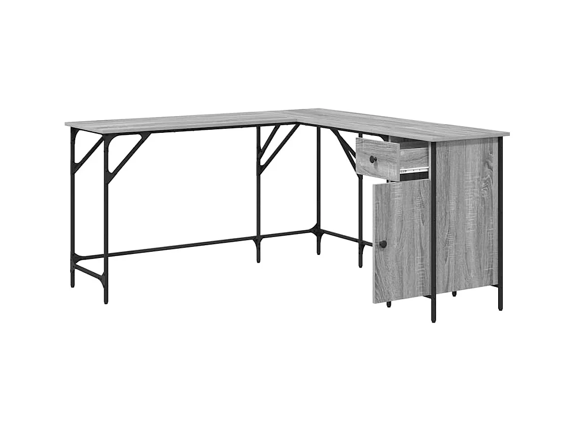 Bureau sonoma gris 141x141x75 cm bois d'ingénierie