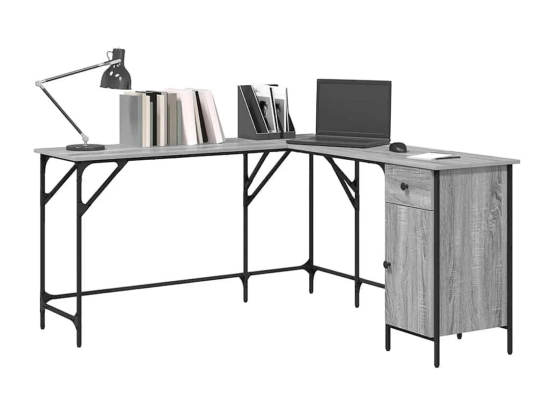 Bureau sonoma gris 141x141x75 cm bois d'ingénierie