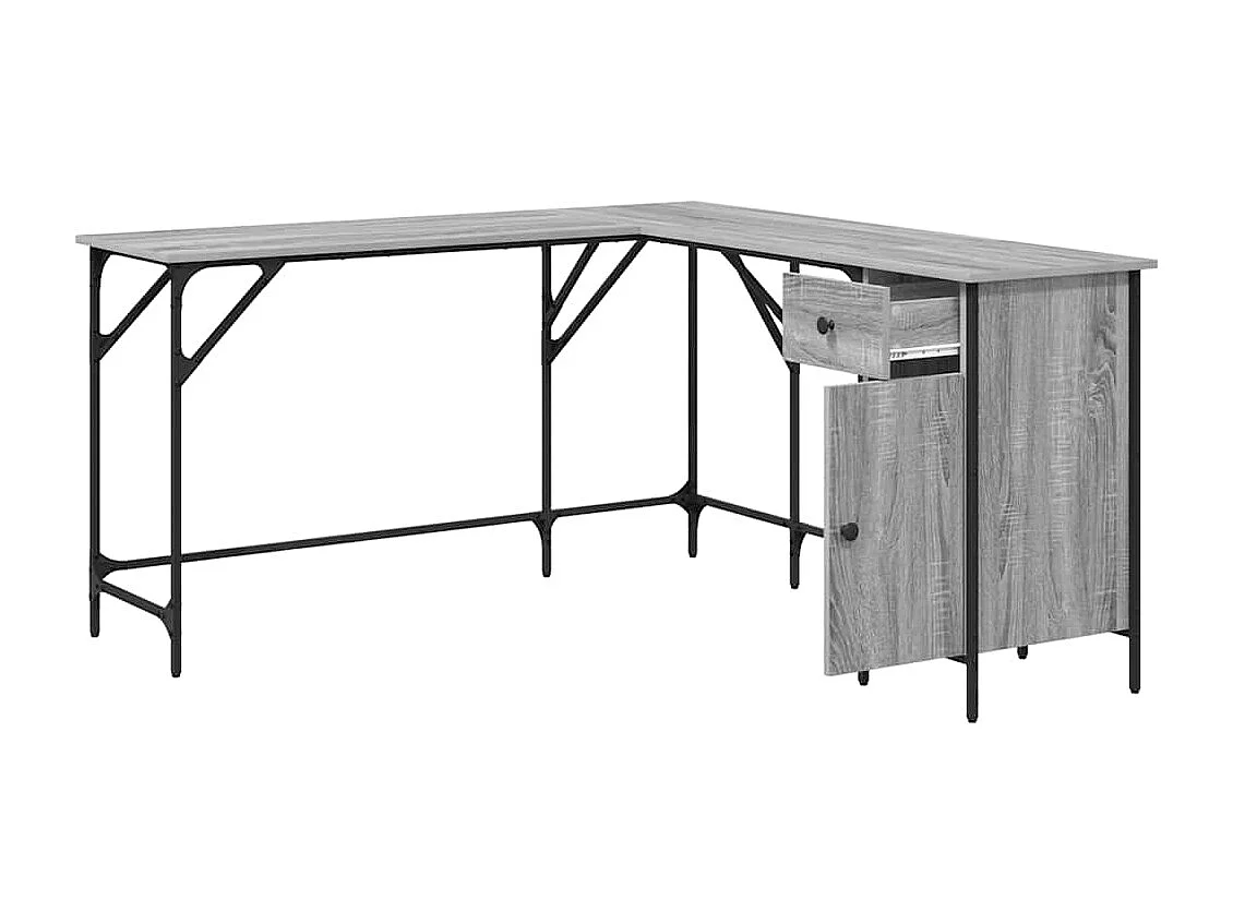 Bureau sonoma gris 141x141x75 cm bois d'ingénierie