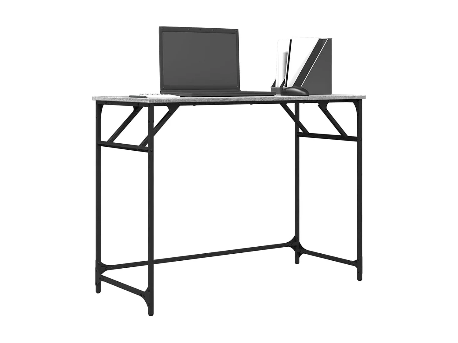 Scrivania Grigio Sonoma 100x45x76cm Legno e Acciaio a Polvere