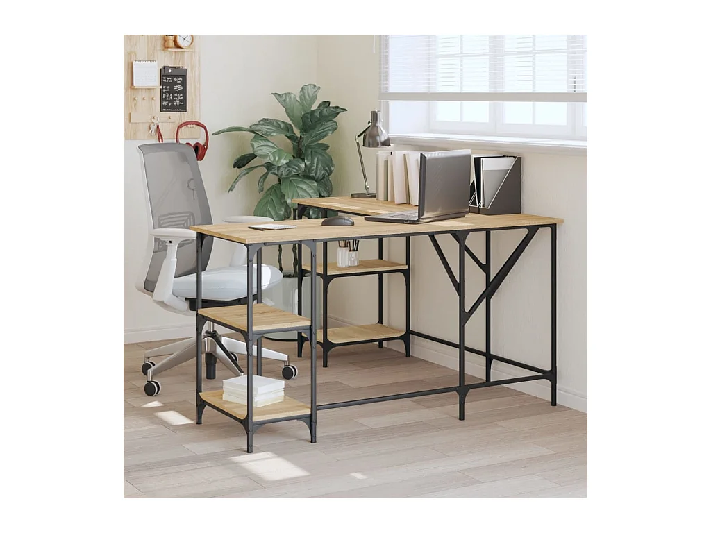 Bureau chêne sonoma 139x139x75 cm bois d'ingénierie