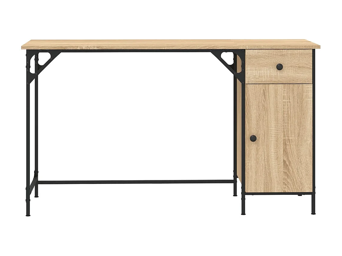 Bureau d'ordinateur chêne sonoma 131x48x75 cm bois d’ingénierie