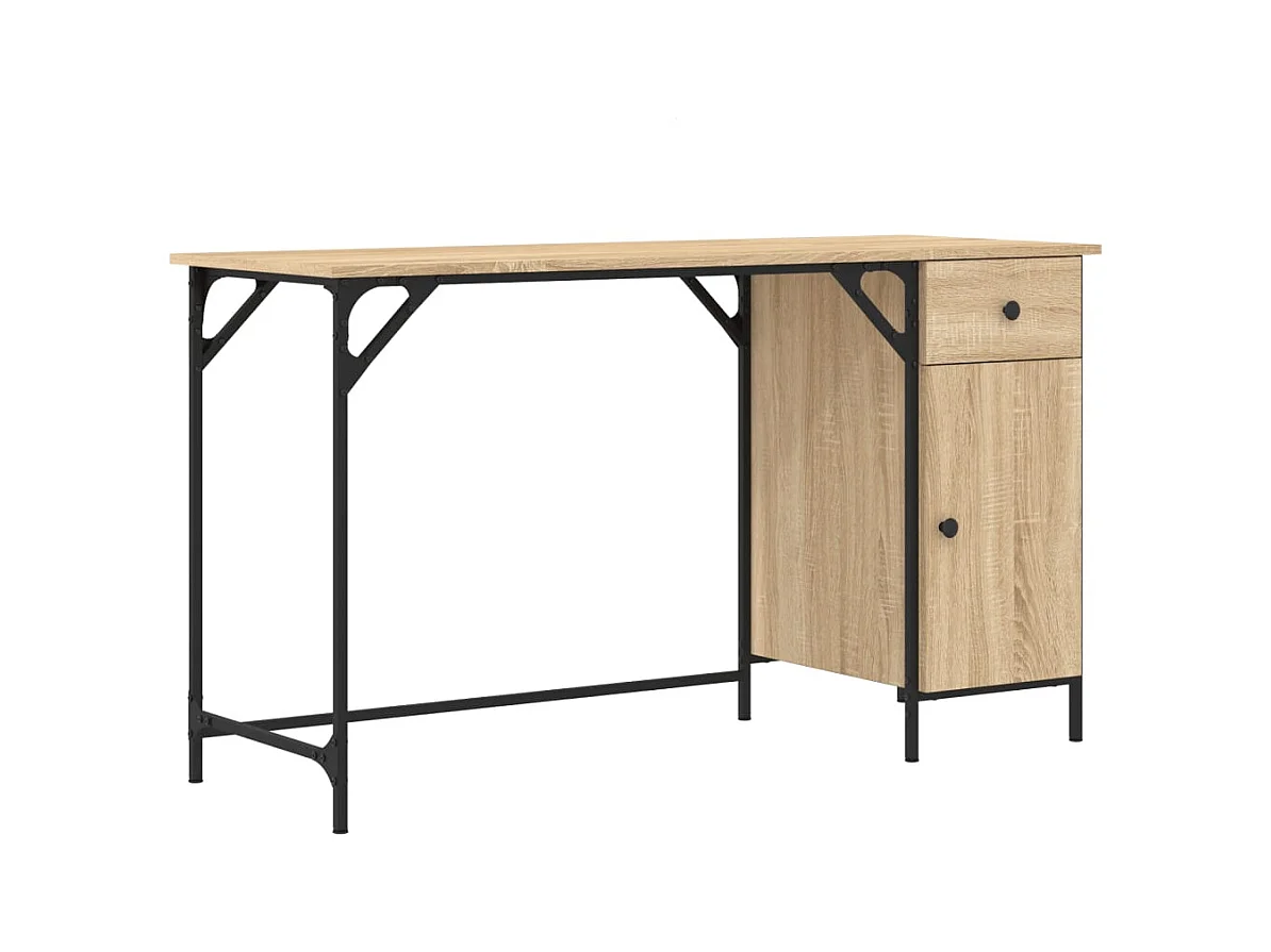Bureau d'ordinateur chêne sonoma 131x48x75 cm bois d’ingénierie