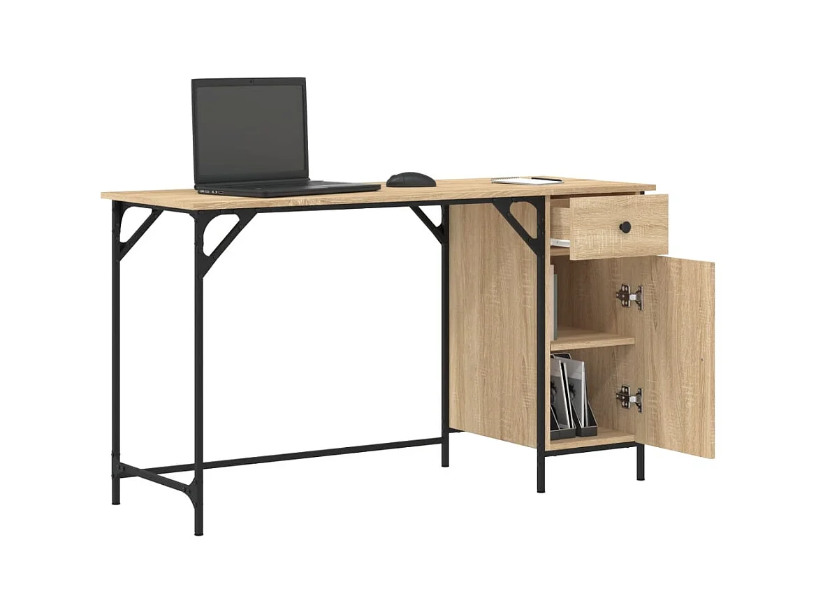 Bureau d'ordinateur chêne sonoma 131x48x75 cm bois d’ingénierie