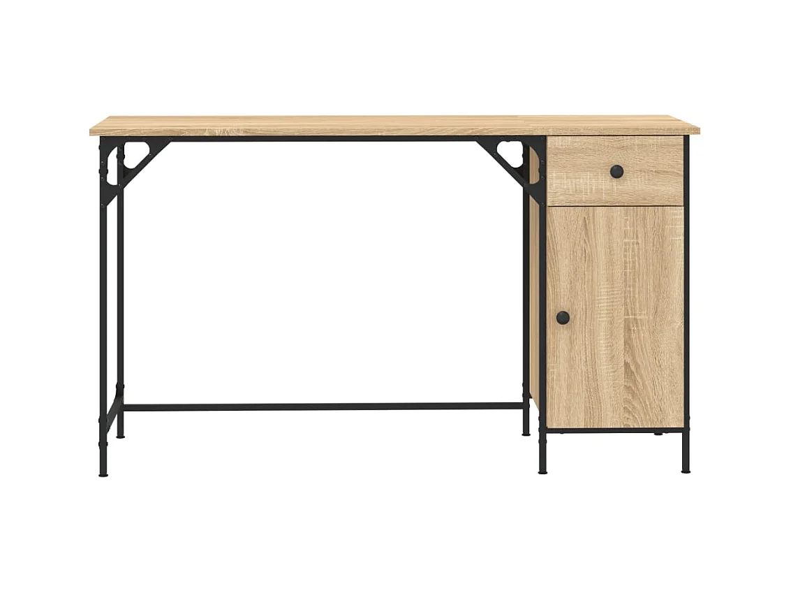 Bureau d'ordinateur chêne sonoma 131x48x75 cm bois d’ingénierie