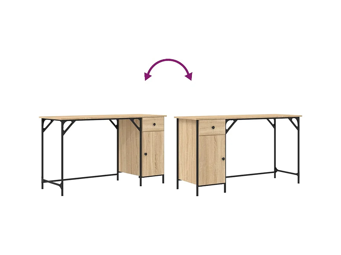 Bureau d'ordinateur chêne sonoma 131x48x75 cm bois d’ingénierie