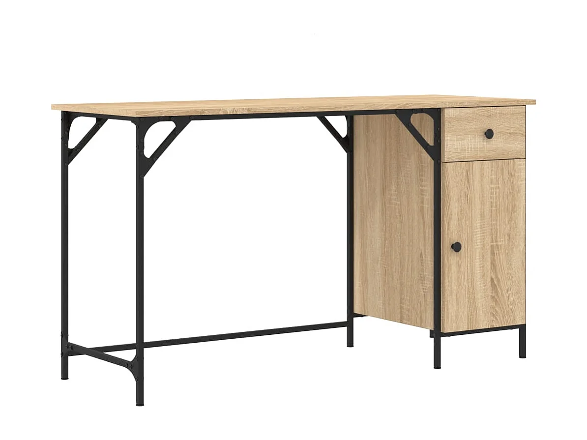 Bureau d'ordinateur chêne sonoma 131x48x75 cm bois d’ingénierie