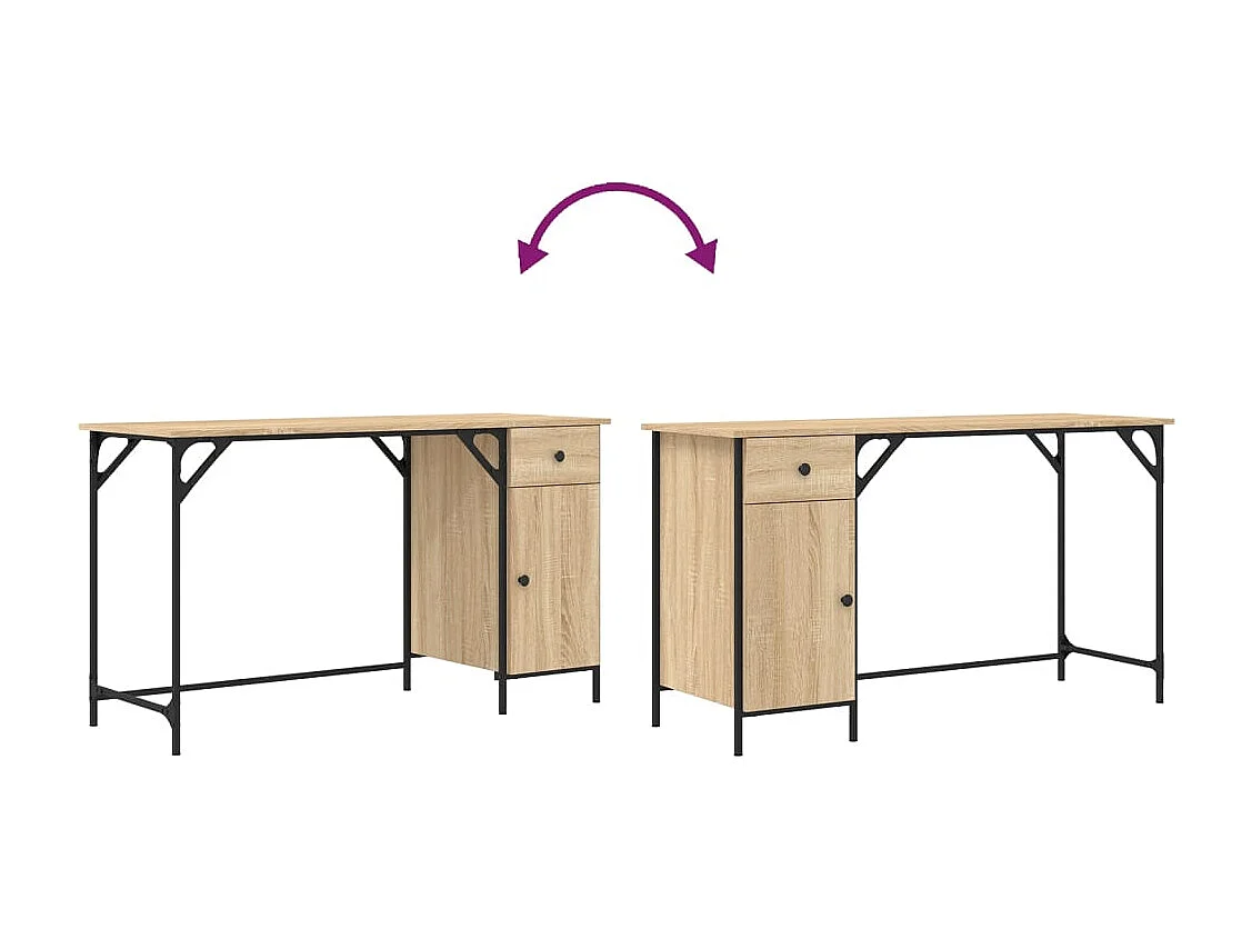 Bureau d'ordinateur chêne sonoma 131x48x75 cm bois d’ingénierie