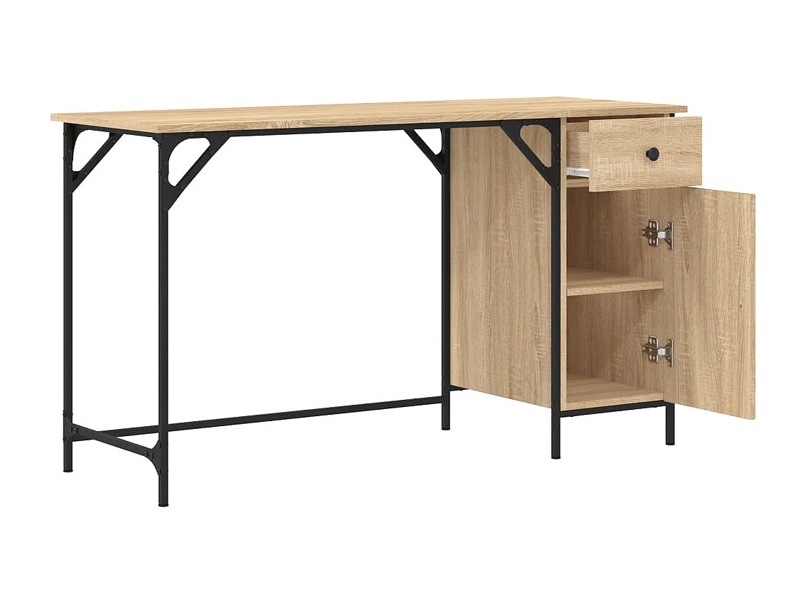 Bureau d'ordinateur chêne sonoma 131x48x75 cm bois d’ingénierie