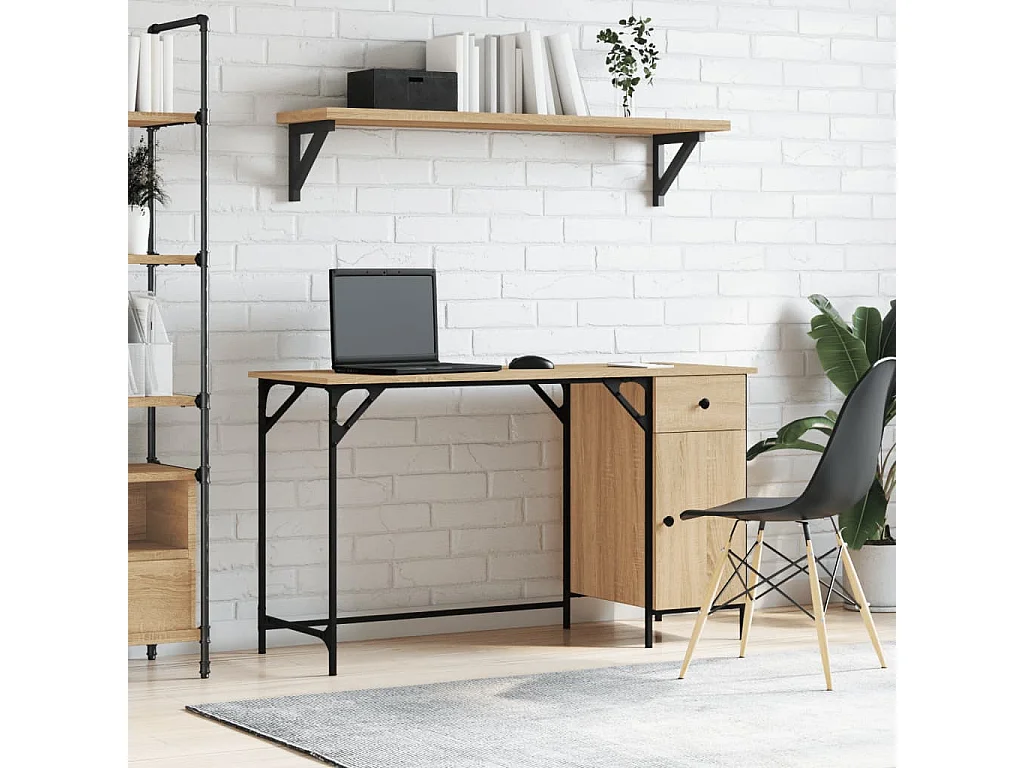 Bureau d'ordinateur chêne sonoma 131x48x75 cm bois d’ingénierie