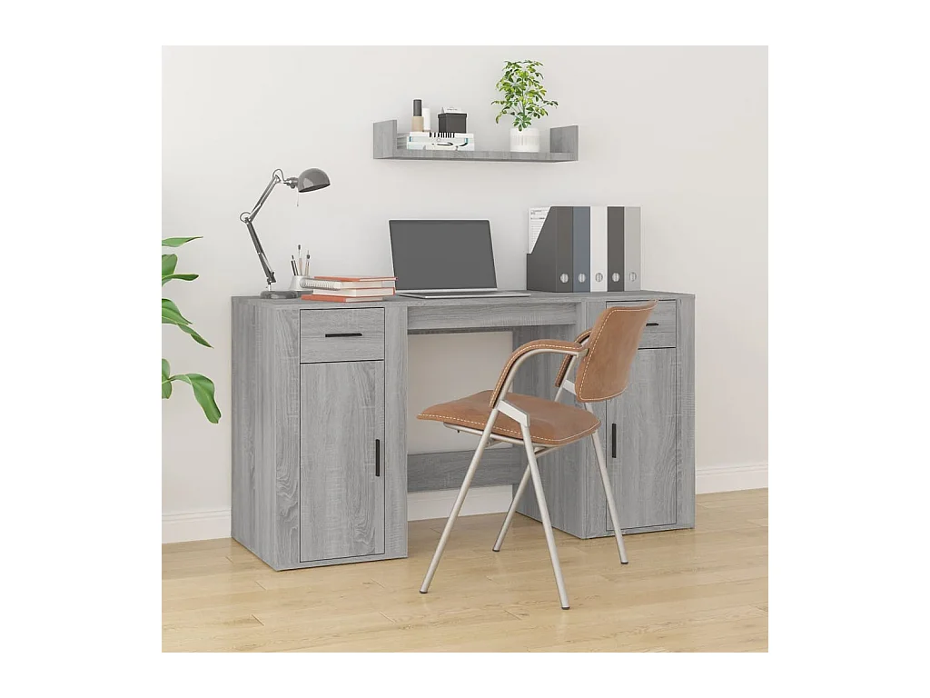 Bureau avec armoire sonoma gris bois d'ingénierie