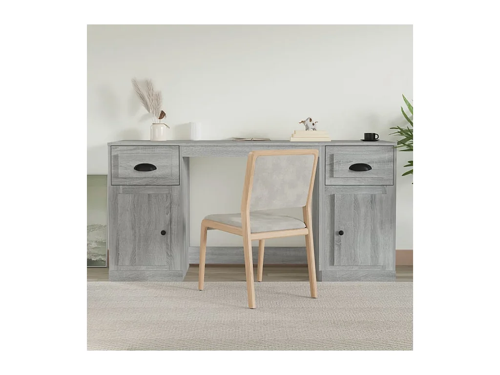 Bureau avec armoire sonoma gris bois d'ingénierie