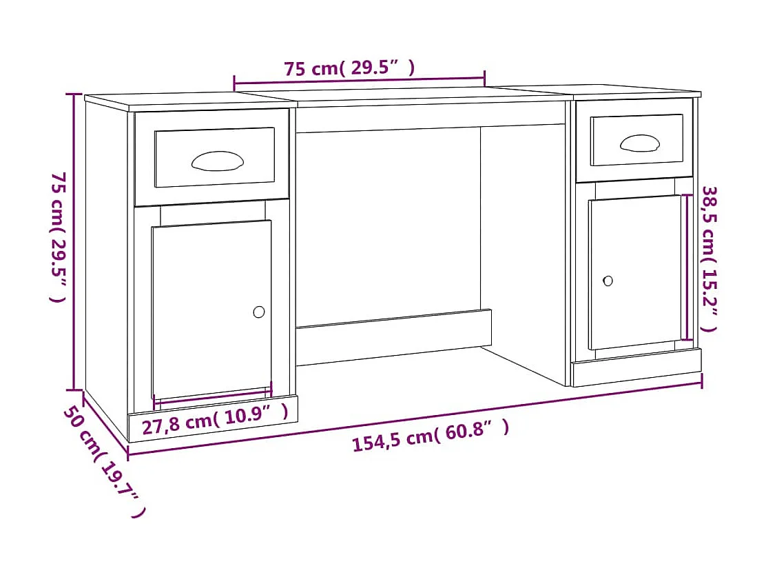 Bureau avec armoire sonoma gris bois d'ingénierie