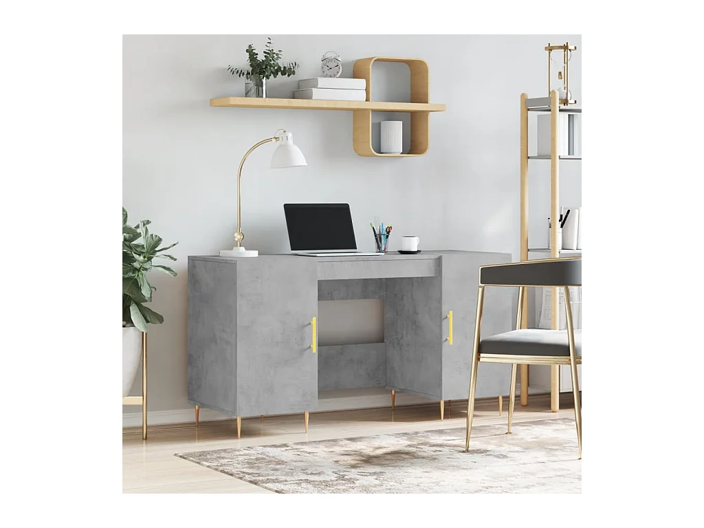 Bureau gris béton 140x50x75 cm bois d'ingénierie