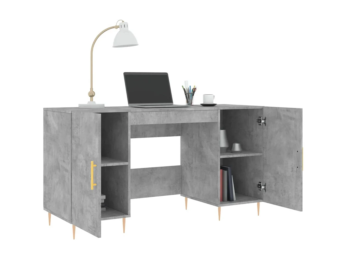 Bureau gris béton 140x50x75 cm bois d'ingénierie