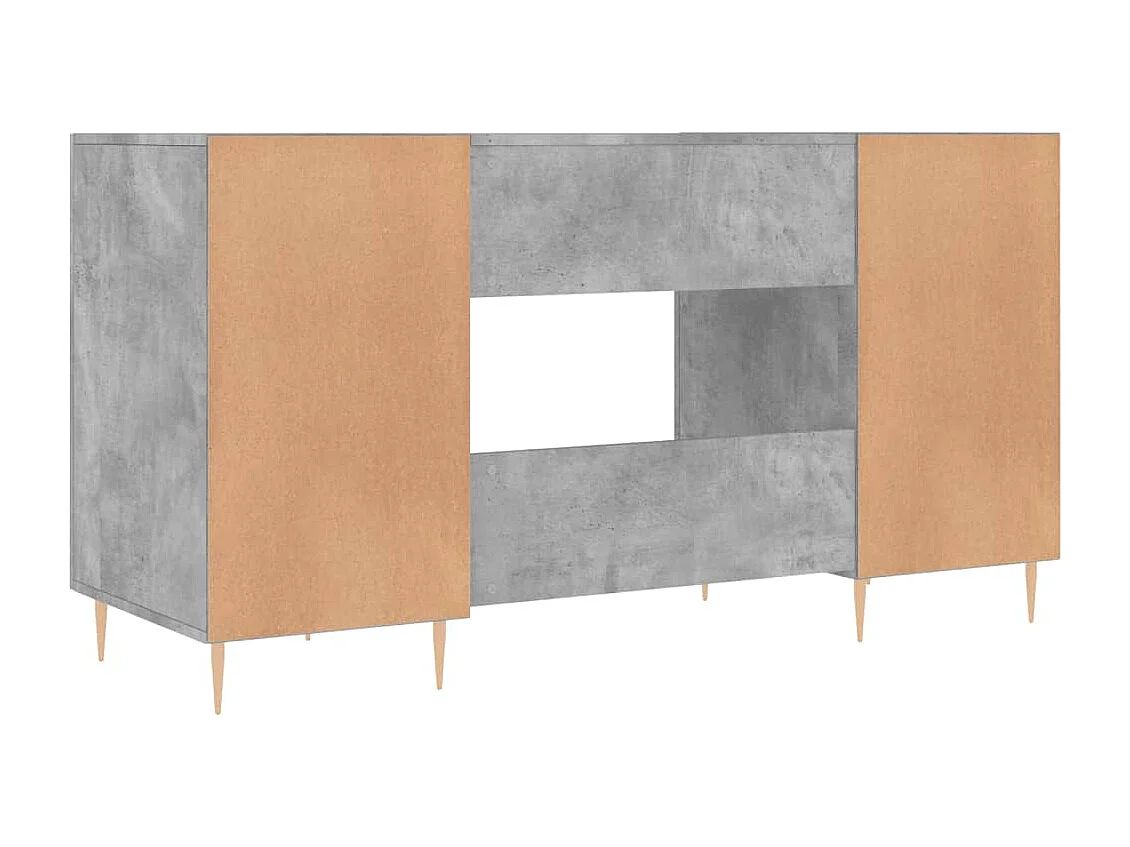Bureau gris béton 140x50x75 cm bois d'ingénierie