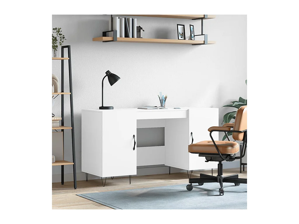 Bureau blanc 140x50x75 cm bois d'ingénierie