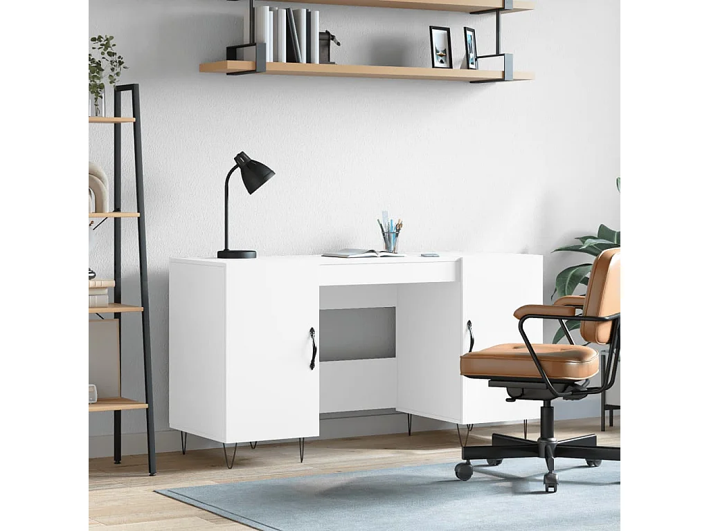 Bureau blanc 140x50x75 cm bois d'ingénierie