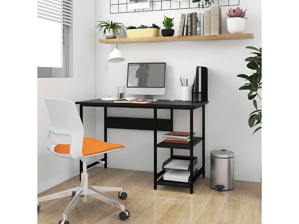 Bureau d'ordinateur Noir 105x50x72 cm MDF et métal