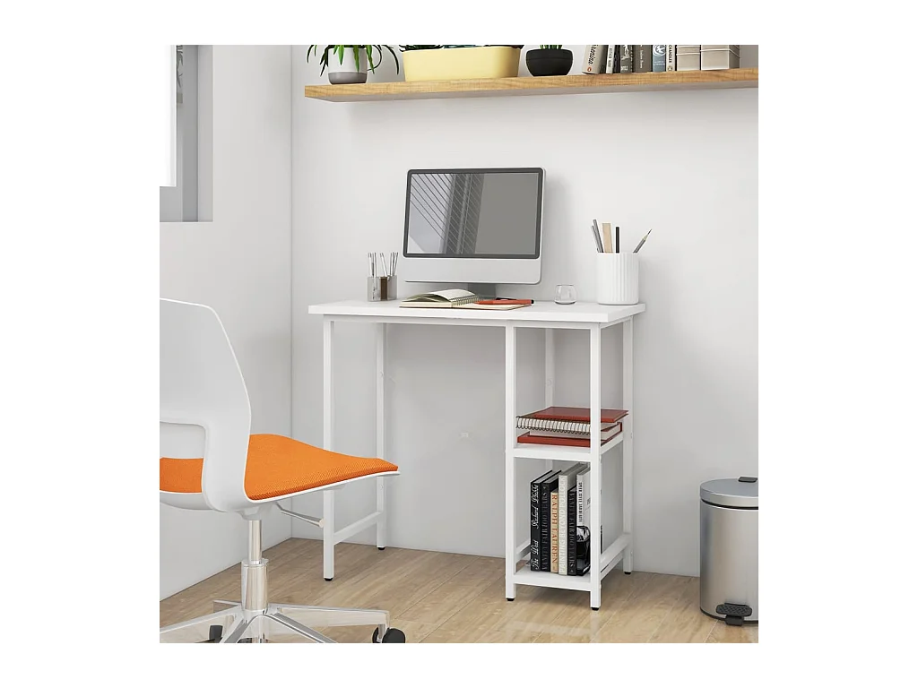 Bureau d'ordinateur Blanc 80x40x72 cm MDF et métal