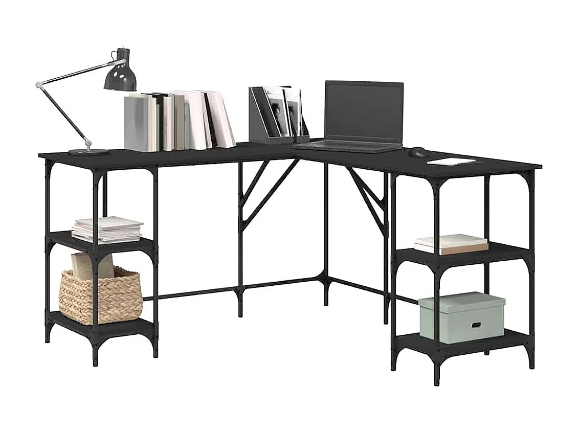 Schreibtisch Schwarz 139x139x75 cm Holzwerkstoff