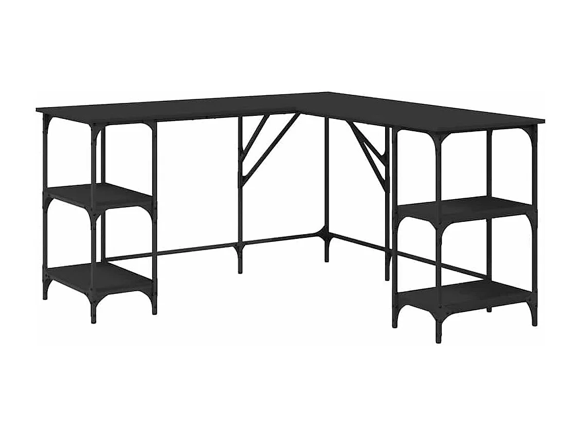 Bureau 139x139x75 cm bewerkt hout zwart