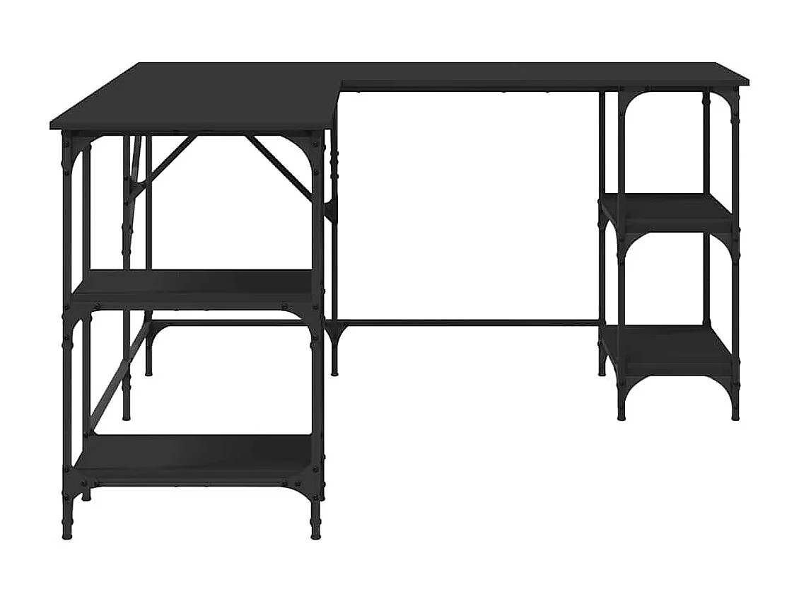 Bureau 139x139x75 cm bewerkt hout zwart