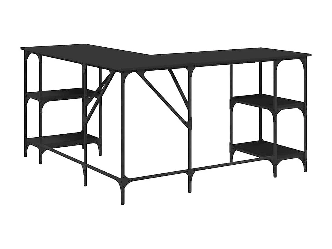 Bureau 139x139x75 cm bewerkt hout zwart