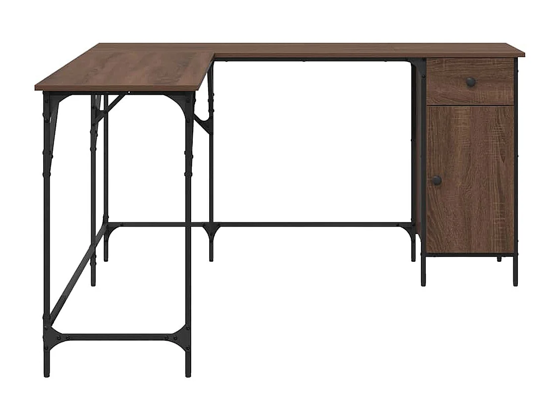 Bureau chêne marron 141x141x75 cm bois d'ingénierie