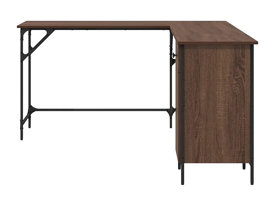 Bureau chêne marron 141x141x75 cm bois d'ingénierie