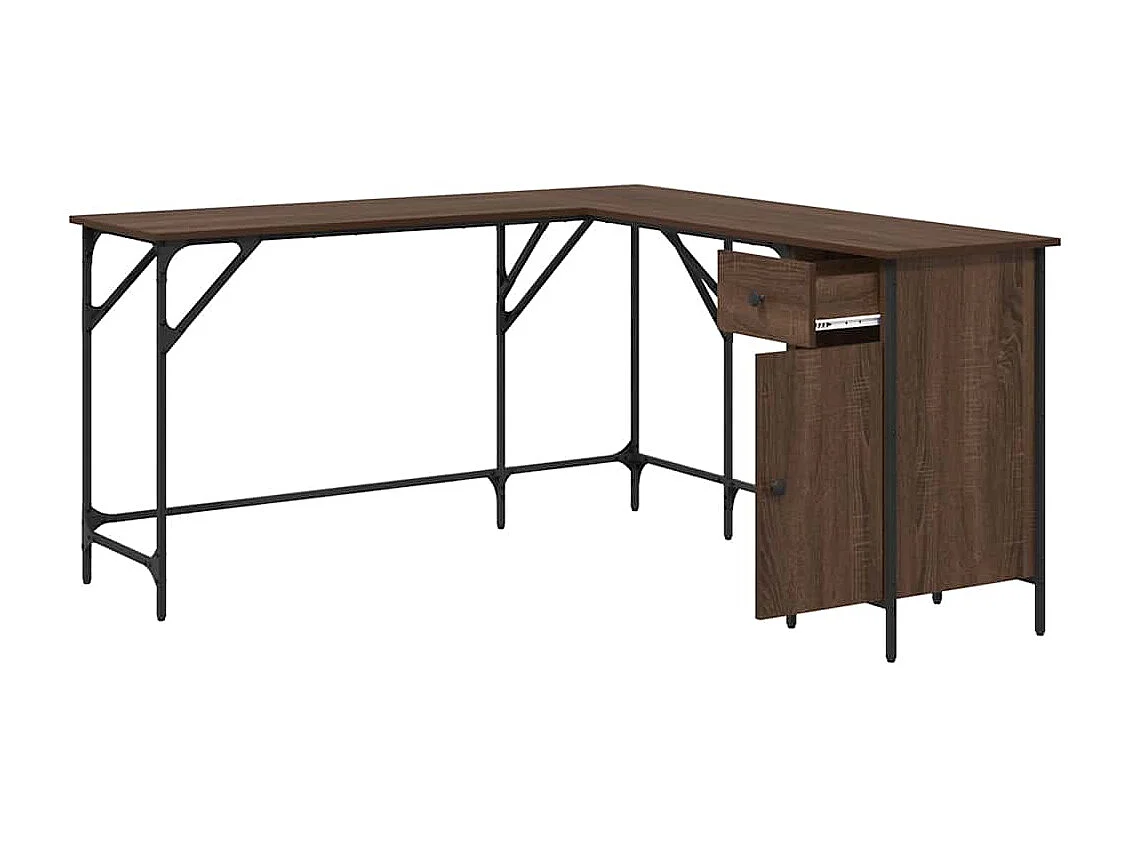 Escritorio madera de ingeniería roble marrón 141x141x75 cm