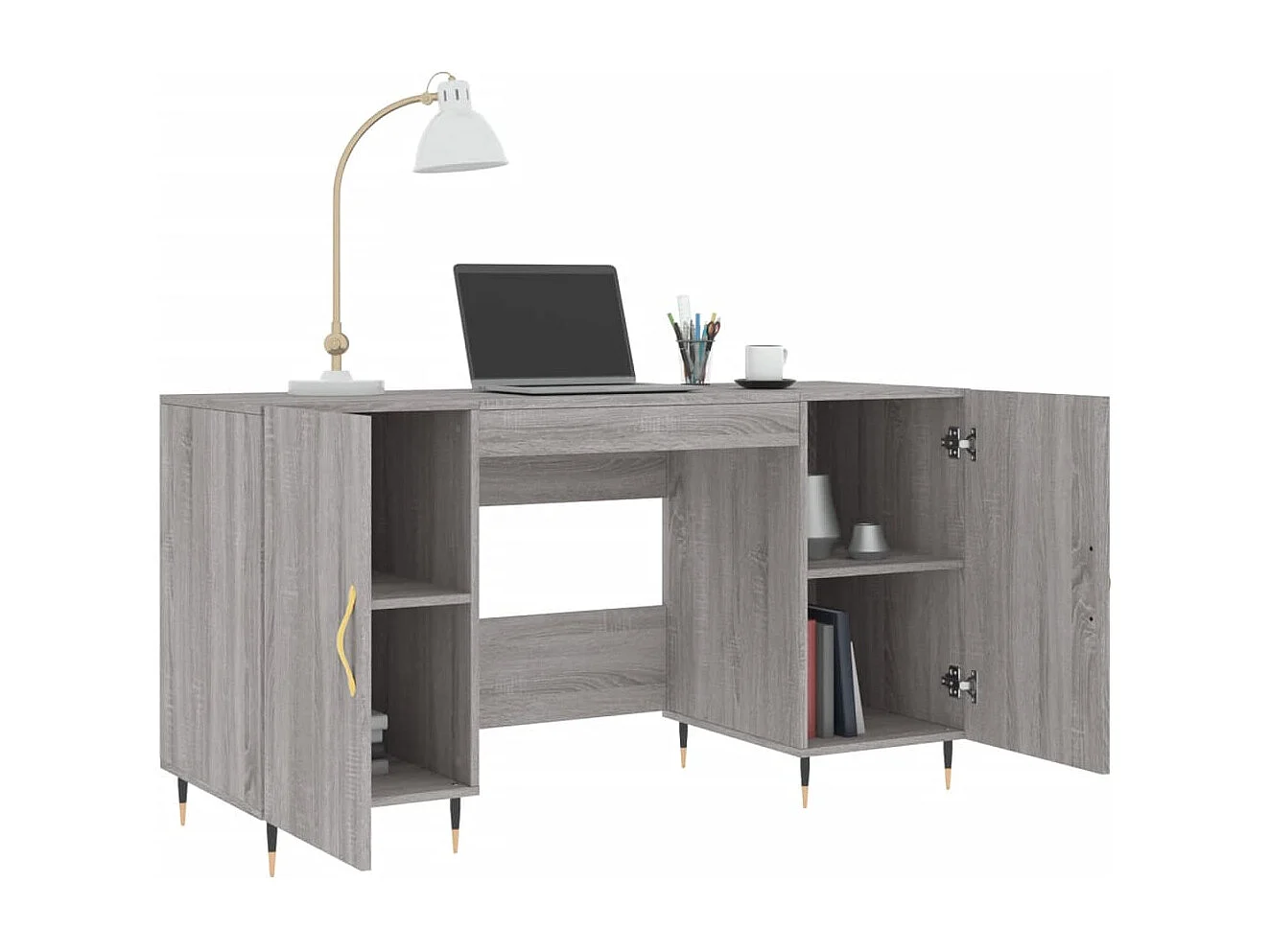 Bureau 140x50x75 cm bewerkt hout grijs sonoma eikenkleurig