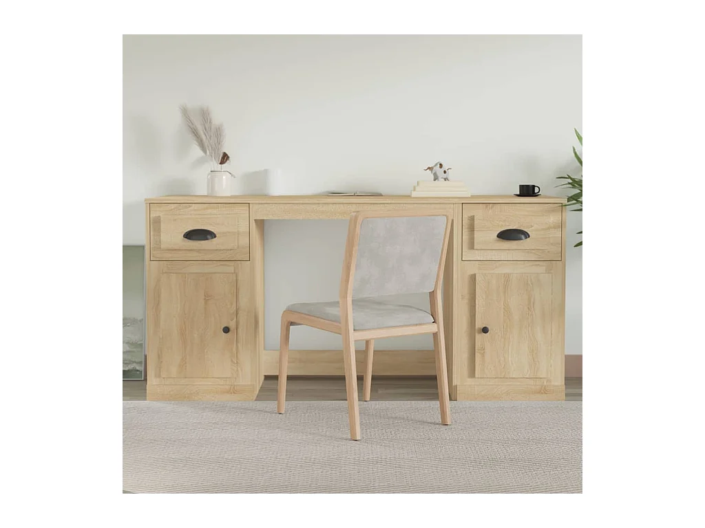 Bureau avec armoire chêne sonoma bois d'ingénierie