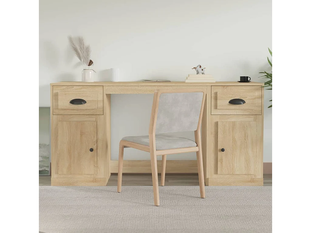 Bureau avec armoire chêne sonoma bois d'ingénierie